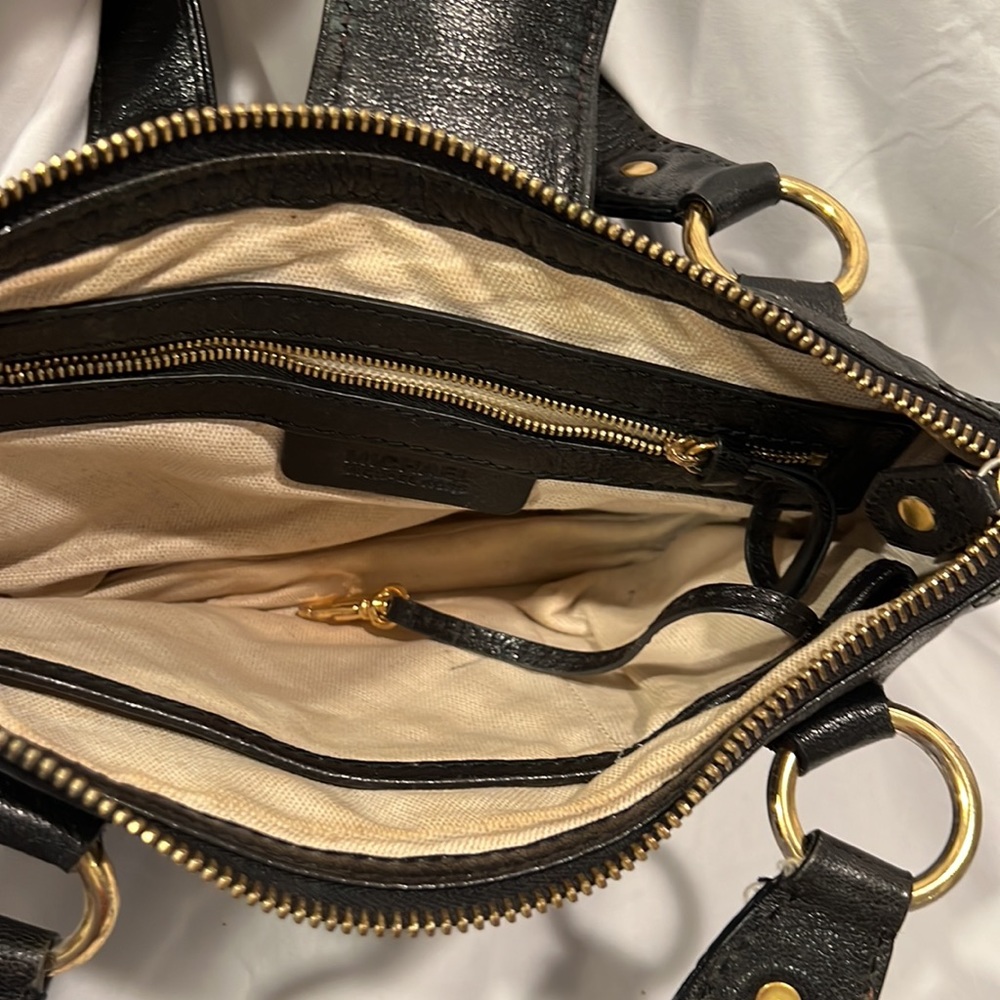 Michael Kors vintage black leather shoulder bag with “m” logo print. Well worn. - Picture 6 of 11